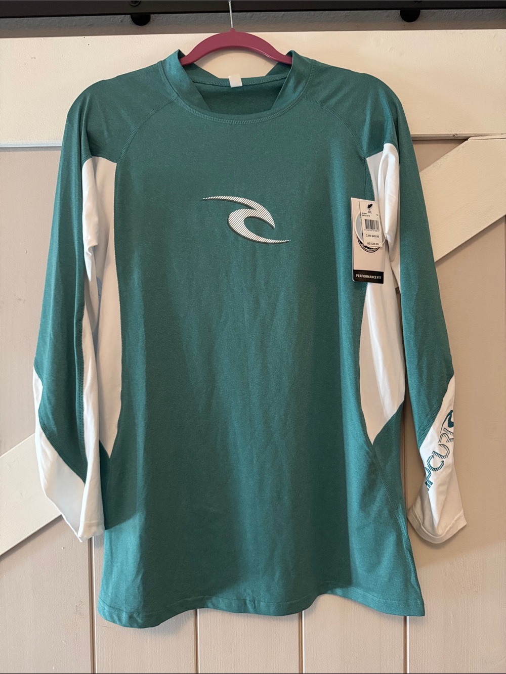 Rip Curl Teal and White Long Sleeve Rash Guard